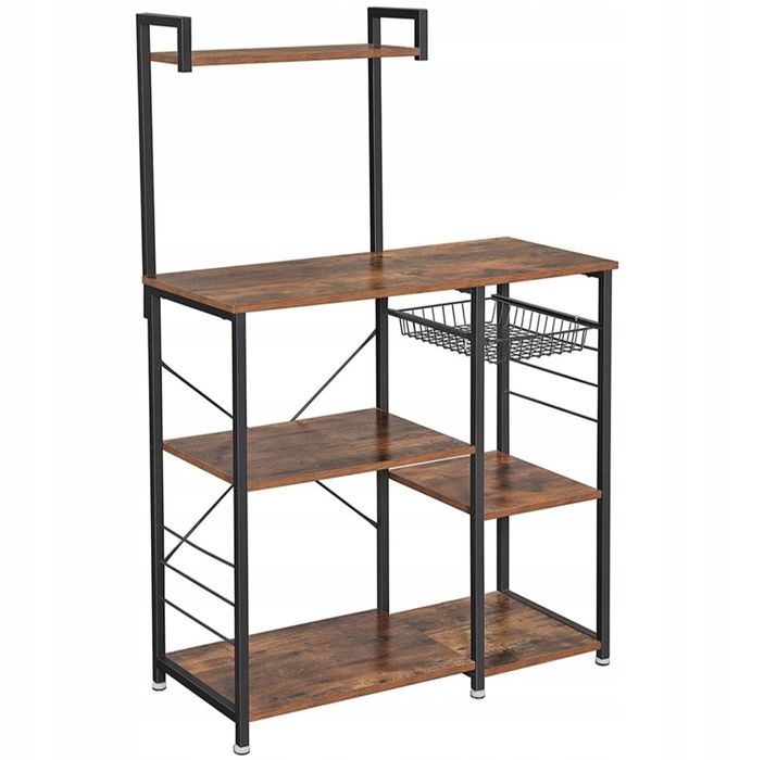 Regał, barek kuchenny loft czarny, drewno postarzane