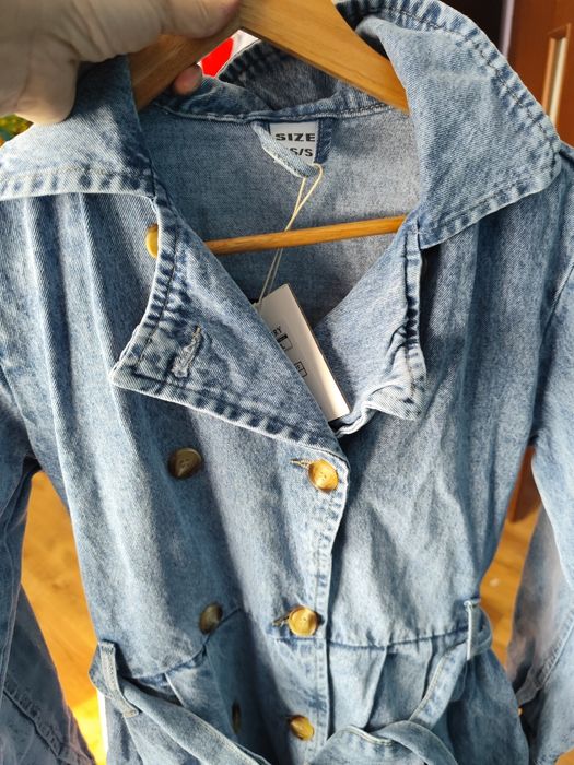 Płaszcz, sukienka jeansowa m,l