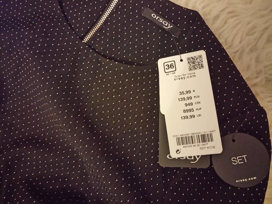 Czarna wizytowa sukienka w groszki kropeczki ORSAY nowa