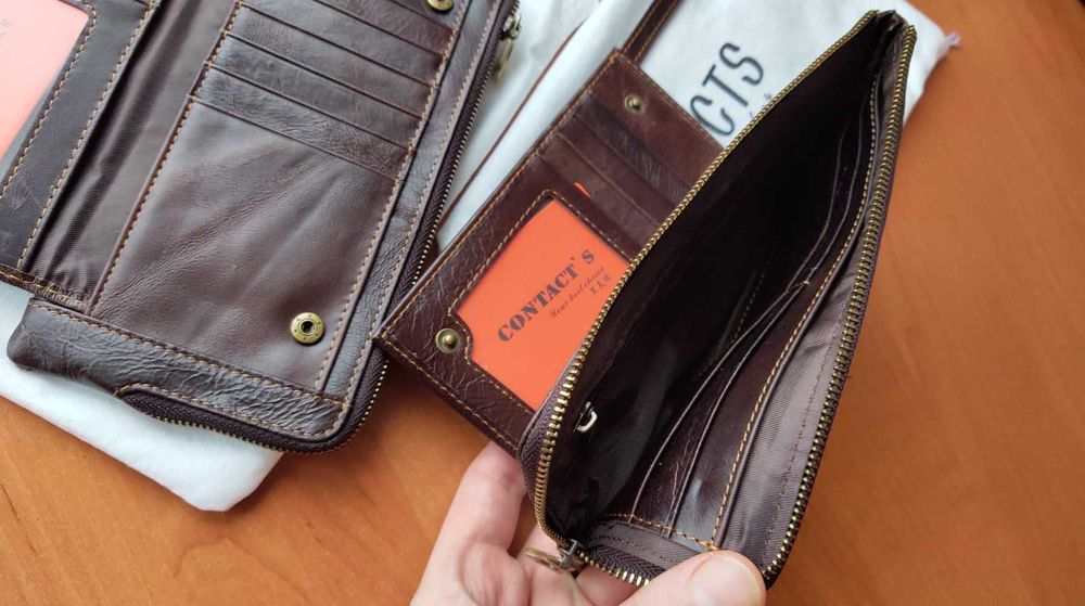 Клач кошелёк CONTACTS "Army" из 100% коровьей кожи! RFID защита!