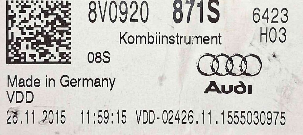 Quadrante / Painel de Instrumentos 8V0920871S - AUDI A3