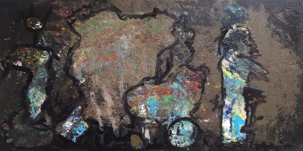 Olej na płótnie abstrakcja "pochód po wolność"