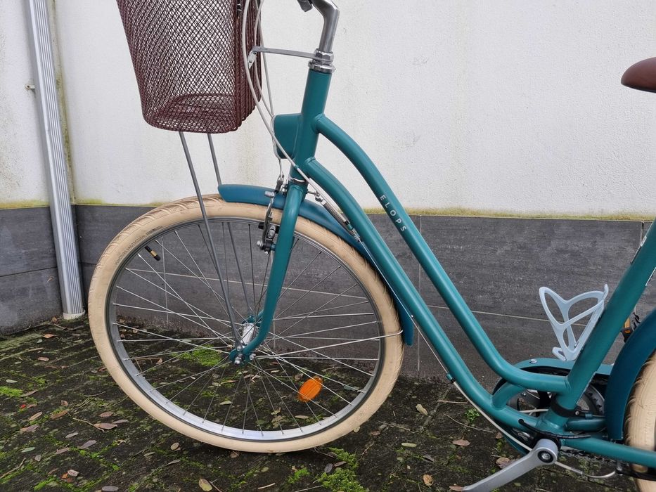 Bicicleta de cidade ELOPS 520 QUADRO BAIXO verde cedro