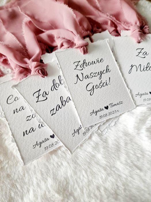 Zawieszki na butelki wesele ślub przyjęcie urodziny