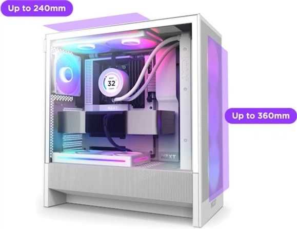 Корпус для ПК NZXT H5 flow RGB, білий