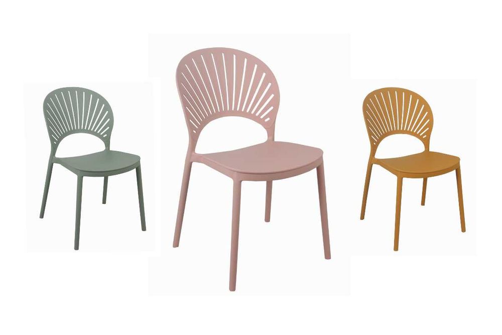 SOLEIL - Nowoczesne KRZESŁO OGRODOWE SZTAPLOWANE Plastikowe do kuchni