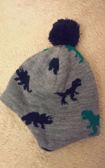 Czapka z nausznikami H&M dinozaury 110 - 128 cm. na 4 - 8 lat