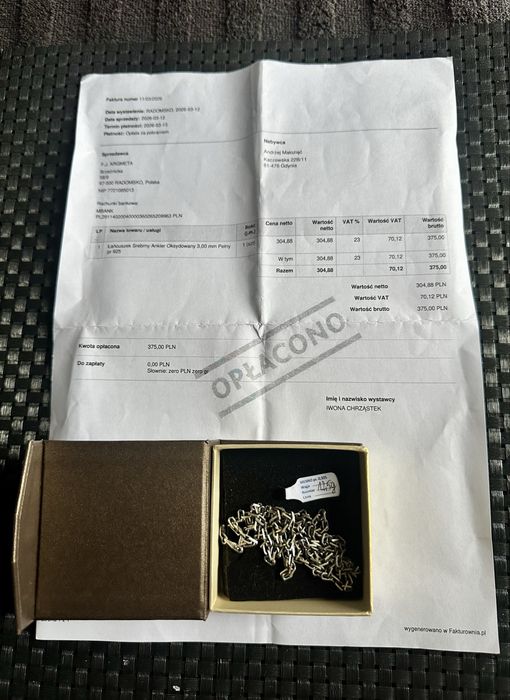 Łańcuszek Srebrny Ankier Oksydowany 3,00 mm Pełny pr 925