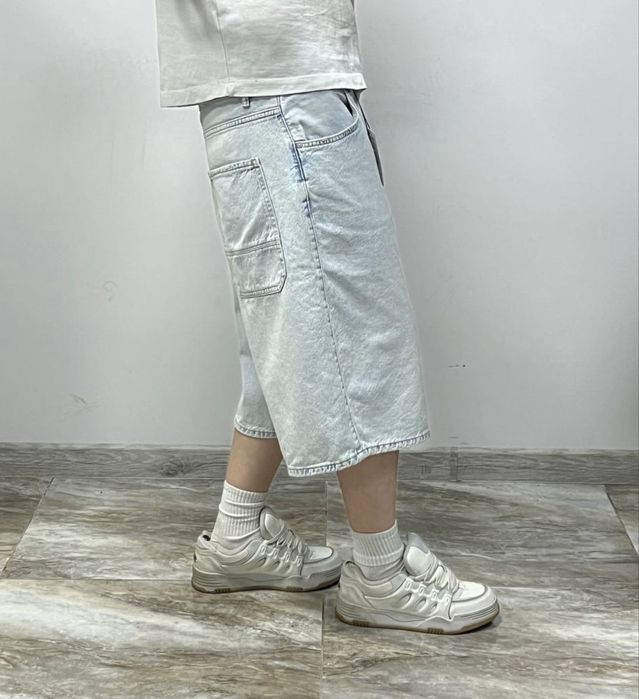 Нові широкі світлі шорти BAGGY jeans shorts rap широкие шорты бегги