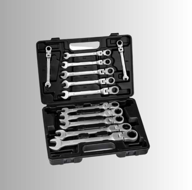 Набор ключей с трещоткой из 12 предметов TECTAKE набір ключів в кейсі