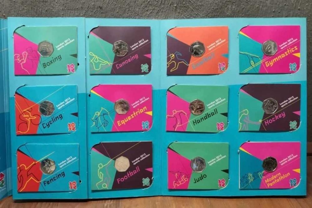 Rare 2012 - Olympics Full Set 29 Carded 50p Coins  collection .unc