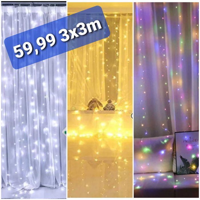 Halloween 300LED lampki girlanda świetlna kurtyna ŚWIĘTA 3m lampki
