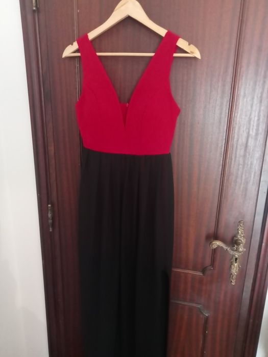 vestido vermelho e preto festa