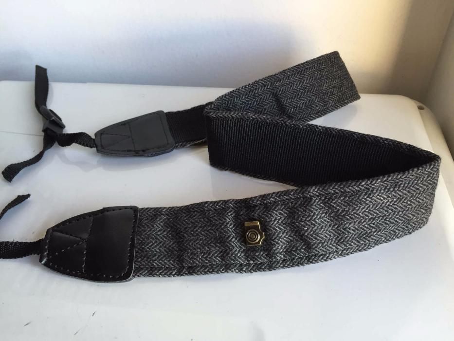 Fita Correia Tecido Preto p/ Máquina Fotográfica DSRL Canon Nikon Sony