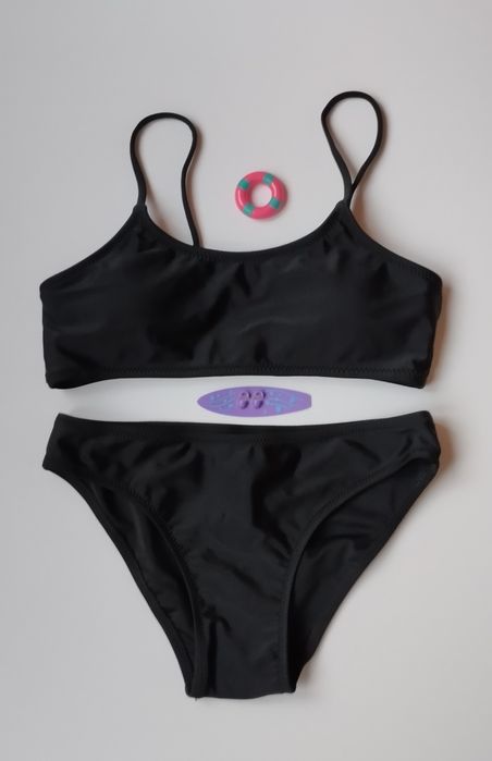 Купальник чорний + спідниця-парео 128-134-140-146-152-158