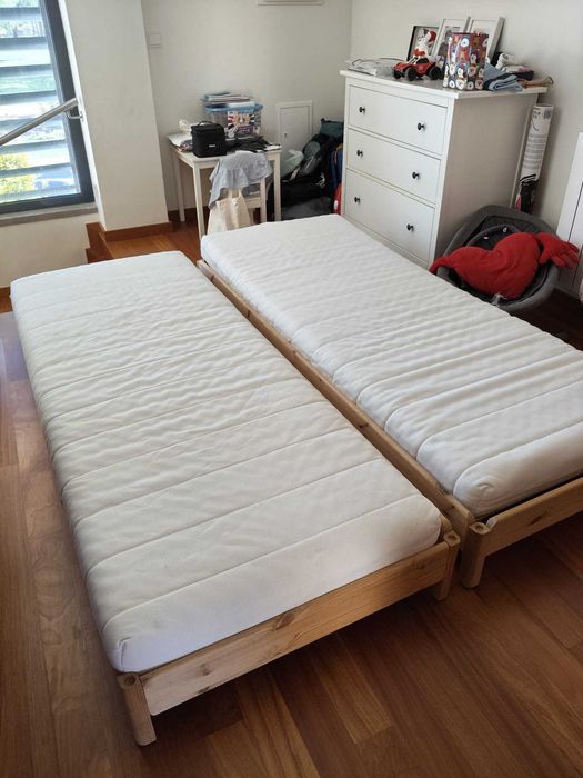 2 Camas 80x200 Utåker (IKEA) + 2 Colchões