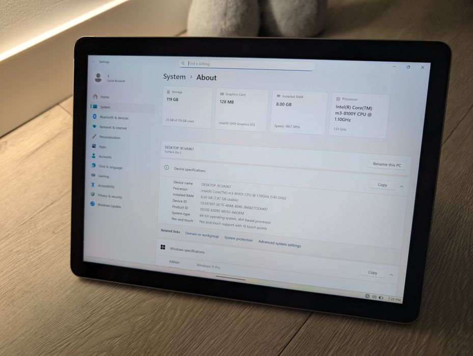 Планшет Microsoft Surface Go 2 m3-8100Y 8/128 FullHD Windows 11