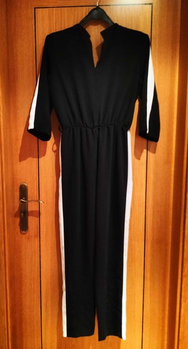 Macacão preto/branco, tam. S, Zara