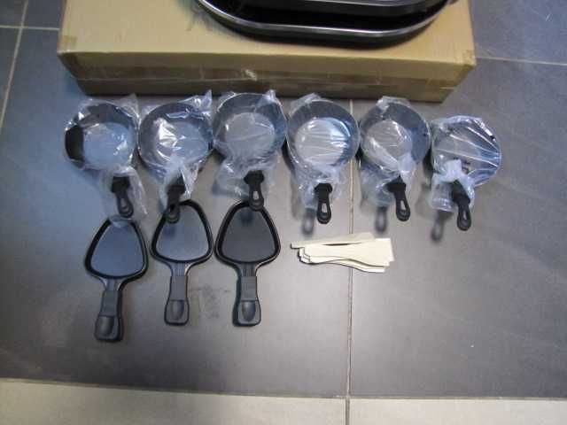 Grill do raclette wok płyta do smażenia 1200W z 6 patelni OneConcept