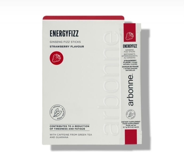 EnergyFizz Proszek musujący z żeń-szeniem - smak truskawki arbonne