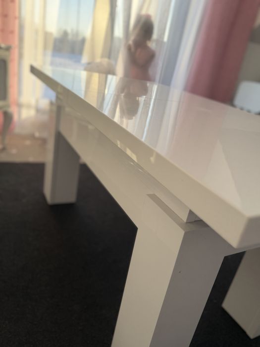 Biała ława lakierowana stolik stół rozkładana  połsk