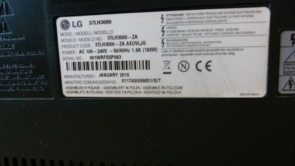 Telewizor LG 37'' LCD 37LH3000 SPRAWNY + pilot