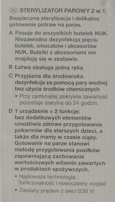 Parowar - Gotowanie na parze/Sterylizator parowy, NUK Vapo 2w1