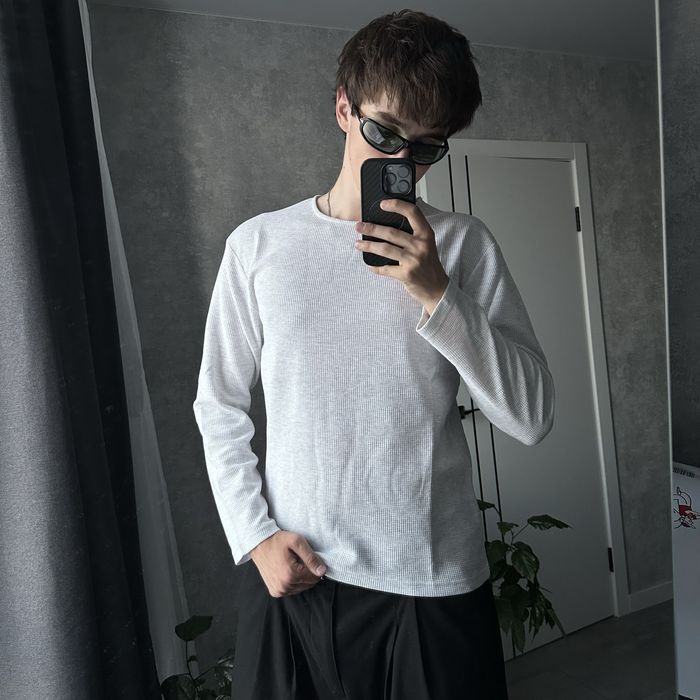 Henley gray longsleeve archive no faith studios archive архів архівний polo old money лонгслів на гудзиках хенлі вафляний сірий