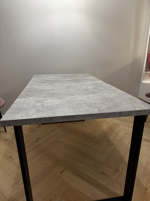 Stół i stolik kawowy loft beton, czarny stelaż