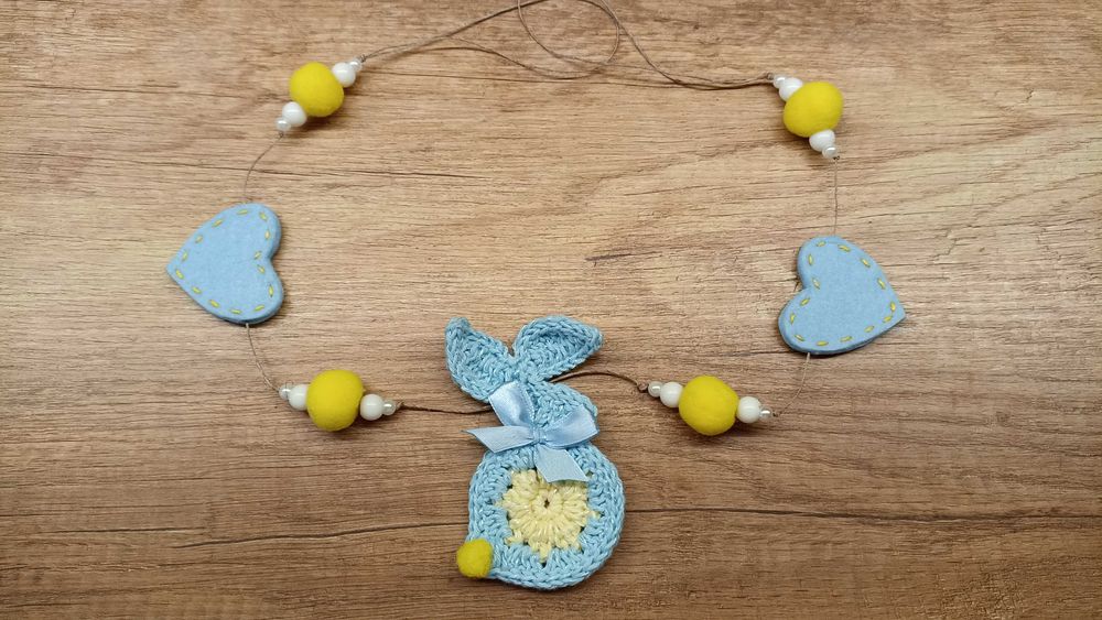Girlanda, zając, szydełko, rękodzieło