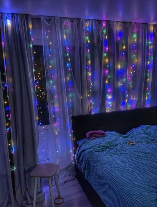 Гирлянда-штора 3x3 м, кольорова, 300 діодів (LED) Гірлянда-штора