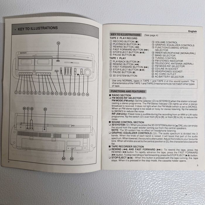 Oryginalna Instrukcja Obsługi Hitachi TRK-3D40E (3D Bass Super Woofer)