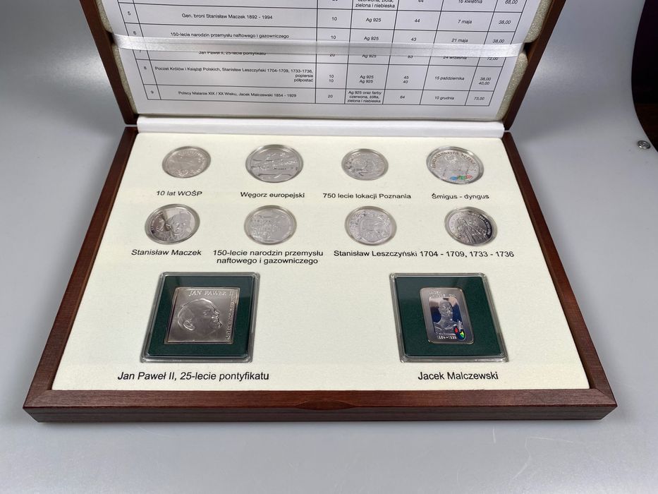 Zestaw srebrnych monet kolekcjonerskich NBP emisja 2003
