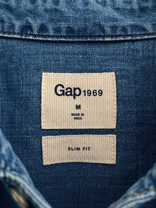 Gap 1969 Camisa Ganga Denim Slim Fit Azul Homem Tamanho M