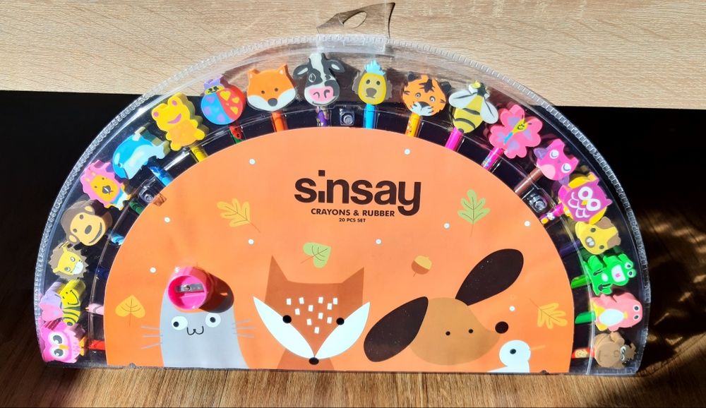 DARMOWA DOSTAWA ! Sinsay Crayons & Rubber kredki gumki, nowe