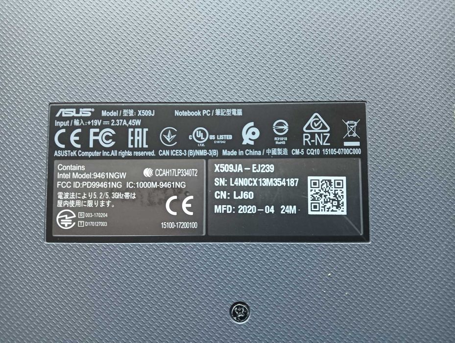 Laptop VivoBook ASUS X509JA i3 10-gen 12 gb 256 gb ssd full hd