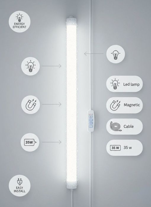 LED лампа USB с магнитами и диммером