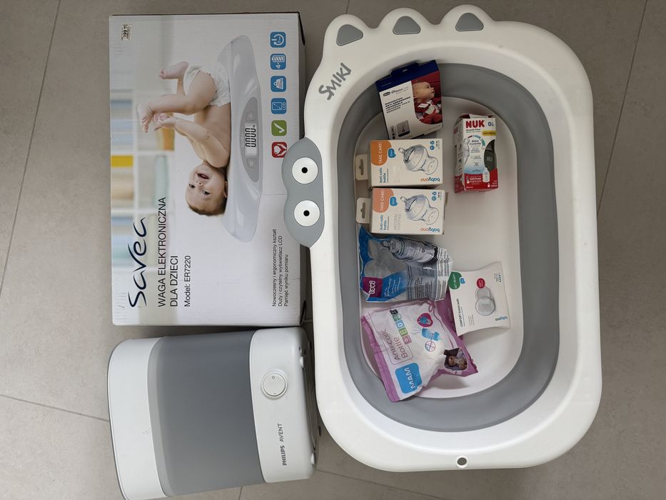 Zestaw dla niemowlaka wanienka SMIKI + sterylizator Philips Avent waga