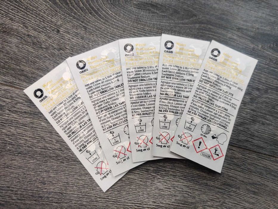 Таблетки для дезінфекції води Oasis на 1л, 5л, 10л, 25л