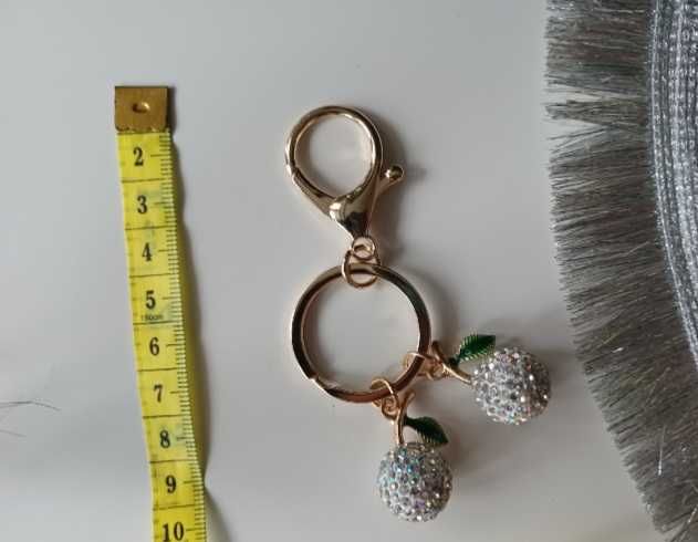 Brelok wisnie srebrne cyrkonie