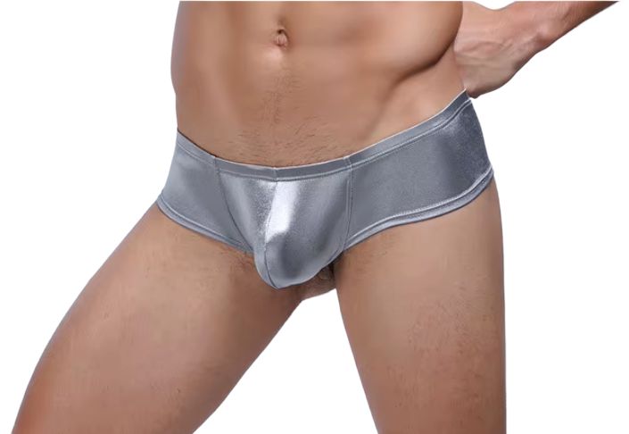Męskie błyszczące bokserki biodrówki, stringi - XXL