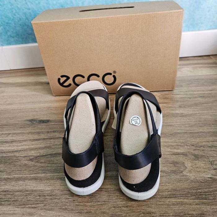 Ecco damara sandały skórzane czarne eleganckie  40 26cm