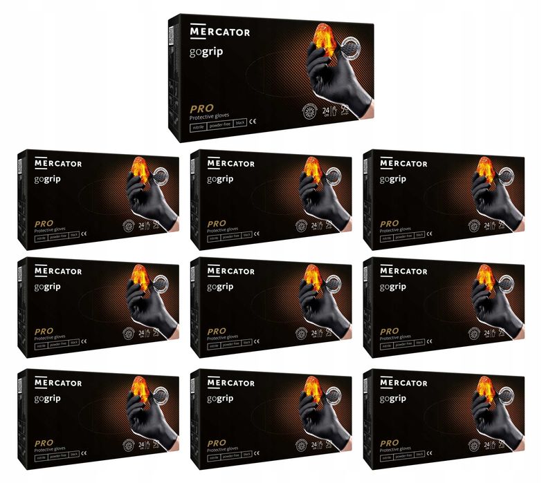 Rękawice nitrylowe 50 szt. 9-l gogrip black - 10 op.