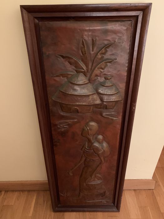 Quadro em cobre motivos africanos