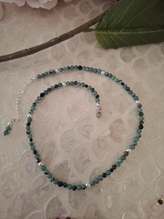Naszyjnik handmade z naturalnych kamieni hematyt noc kairu turkus afrykański agat