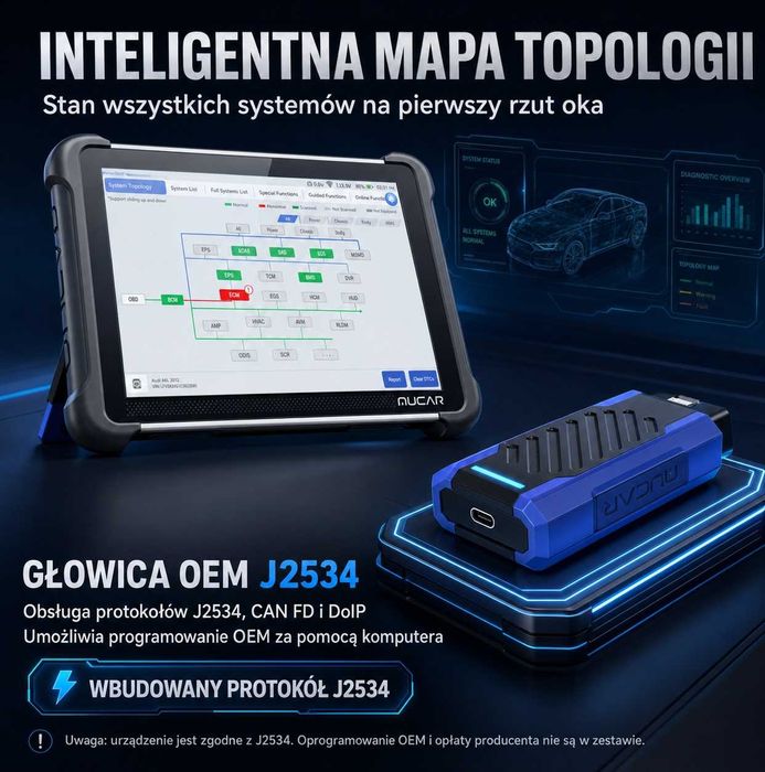 MUCAR 892BT PRO Tester Diagnostyczny J2534 AI Topologia OBD2 PROGRAMOWANIE ONLINE NOWOŚĆ