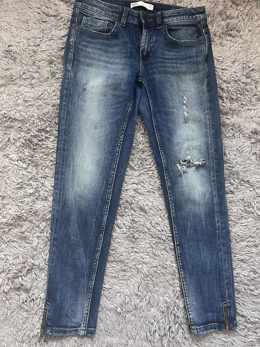 Ciekawe Zara jeans zamki na nogawkach przecierany dziury