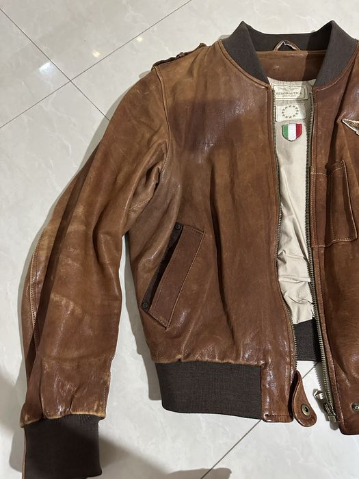 Куртка кожаная онигинал aeronautica италия