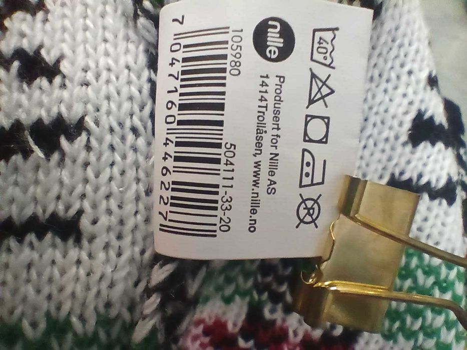 Sweter damski ciepły świąteczny czarny we wzory, Nille XL