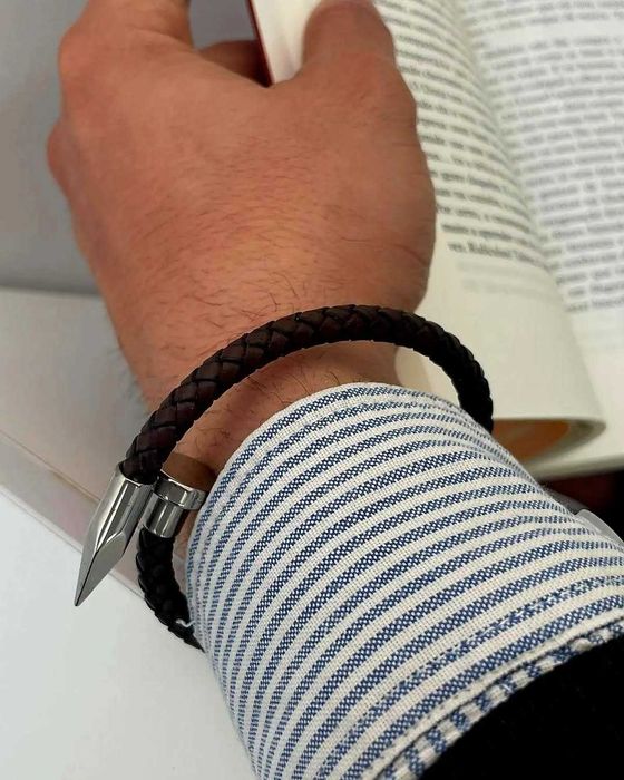 Pulseira Aço + Couro